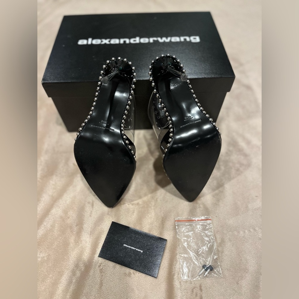 Alexander Wang Rina Studded Clear Strap Pointed Toe Mule - Picture 12 of 12